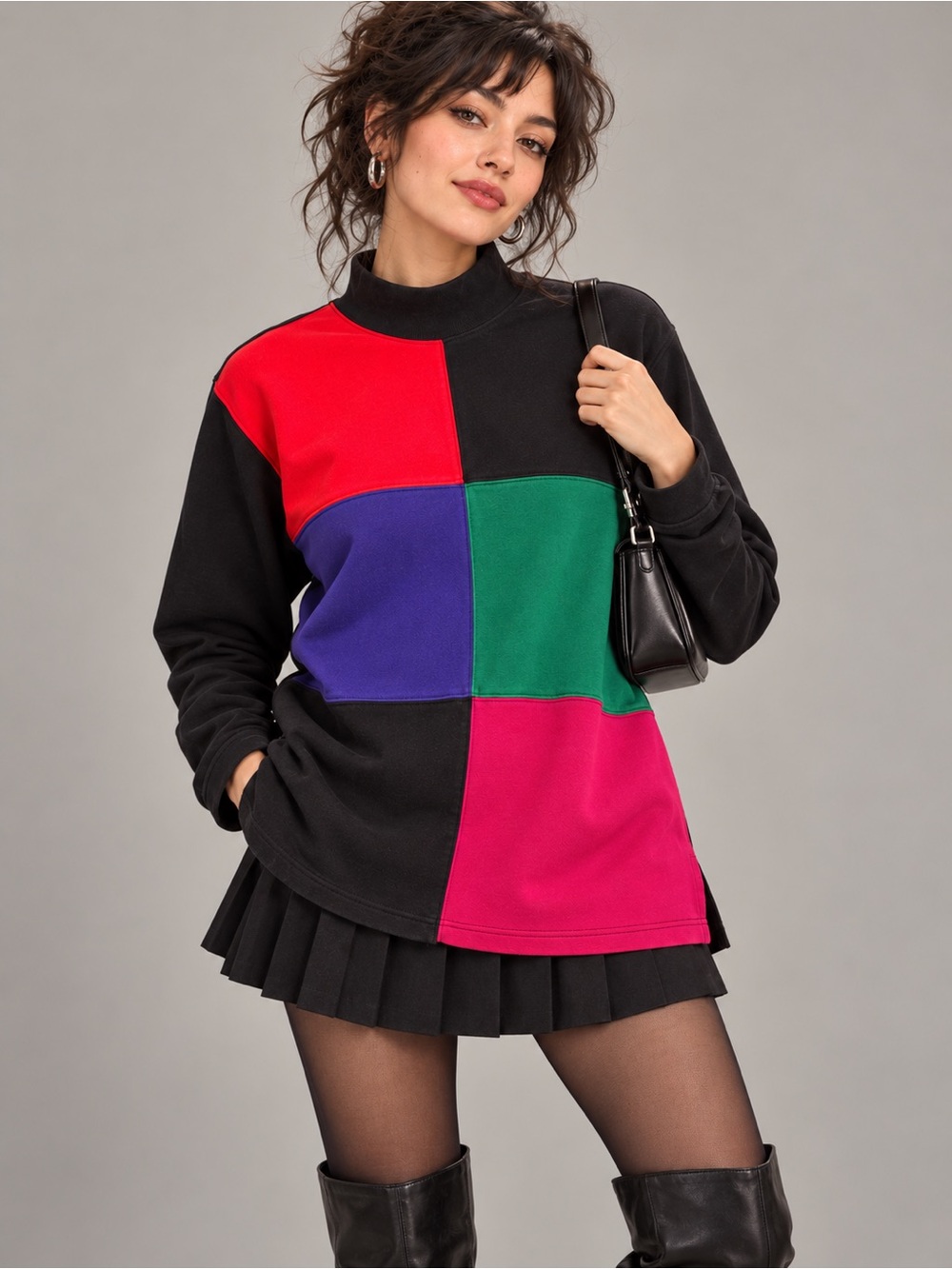 Vintage Talbots Black Colorblock Sweatshirt | 90s | Size M